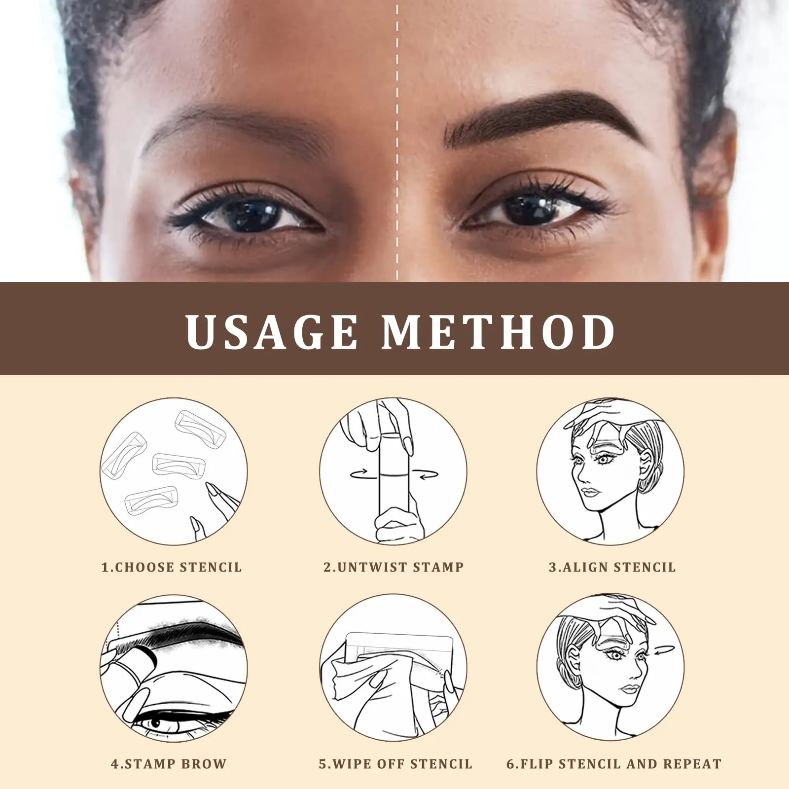 (2 PCS) Eyebrow Stamp Kit, Eyebrow Stamp Stencil Kit, Waterproof Brow Stamp Shaping Kit with 24 Reusable Eyebrow Stencils, 2 Eyebrow Brushes and Eyebrow Trimmer (BROWN   GRAY BLACK) BROWN   GRAY BLACK