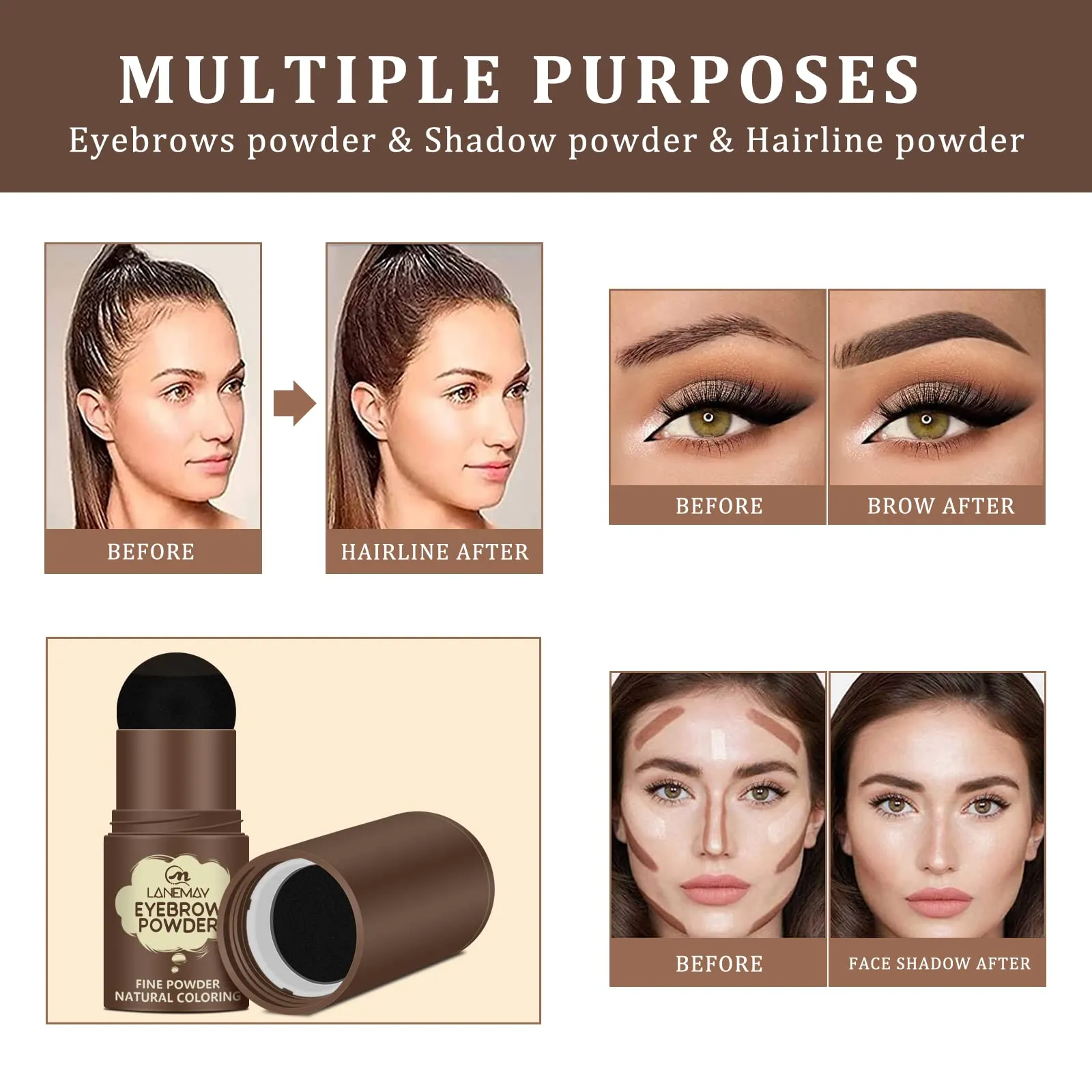 (2 PCS) Eyebrow Stamp Kit, Eyebrow Stamp Stencil Kit, Waterproof Brow Stamp Shaping Kit with 24 Reusable Eyebrow Stencils, 2 Eyebrow Brushes and Eyebrow Trimmer (BROWN   GRAY BLACK) BROWN   GRAY BLACK