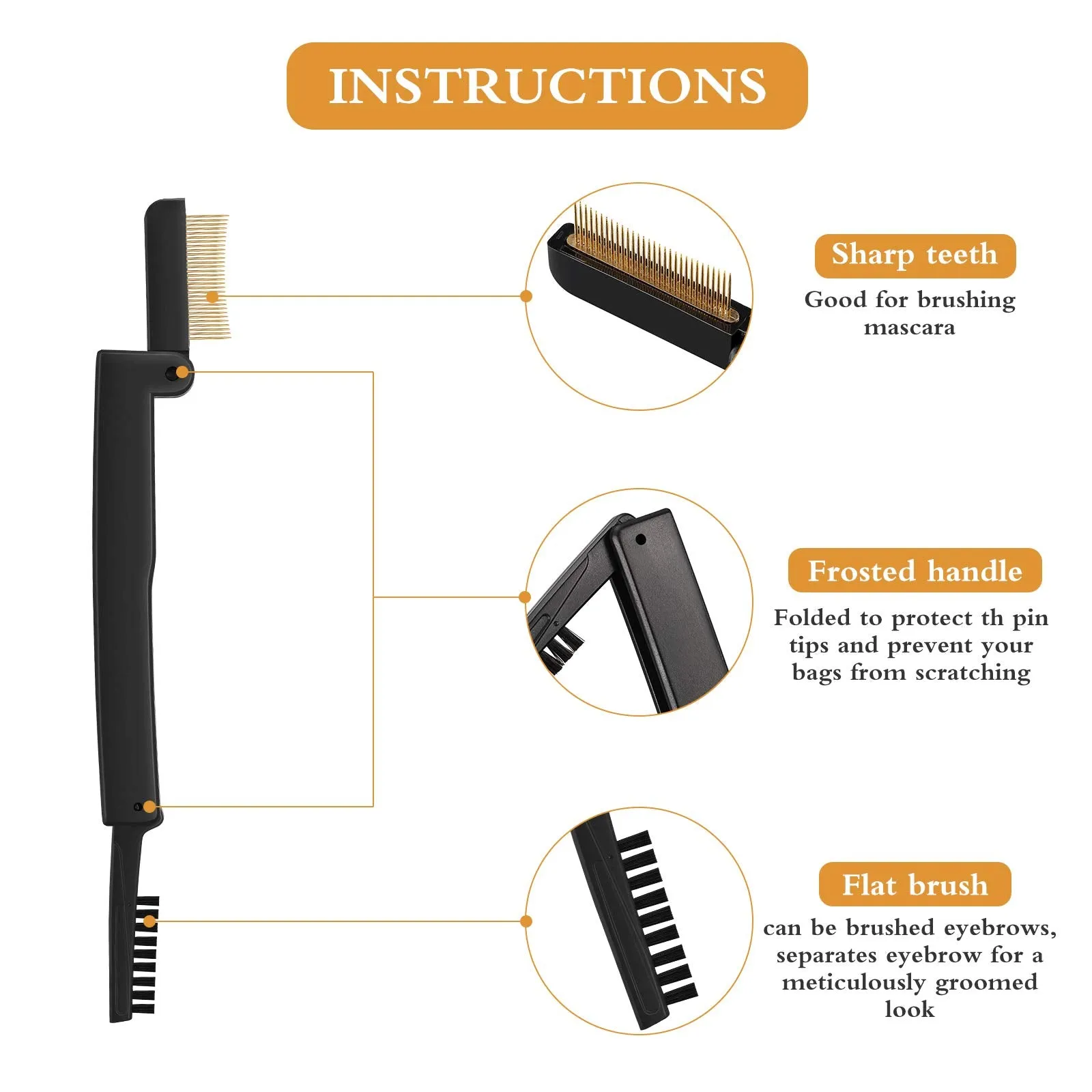 2 Pieces Eyelash Comb Curlers Folding Eyelash Brush Eyebrow Comb Brushes Mascara Comb Applicator Lash Grooming Brush Tool Women Beauty Makeup Tool for Shaping Lash and Brow