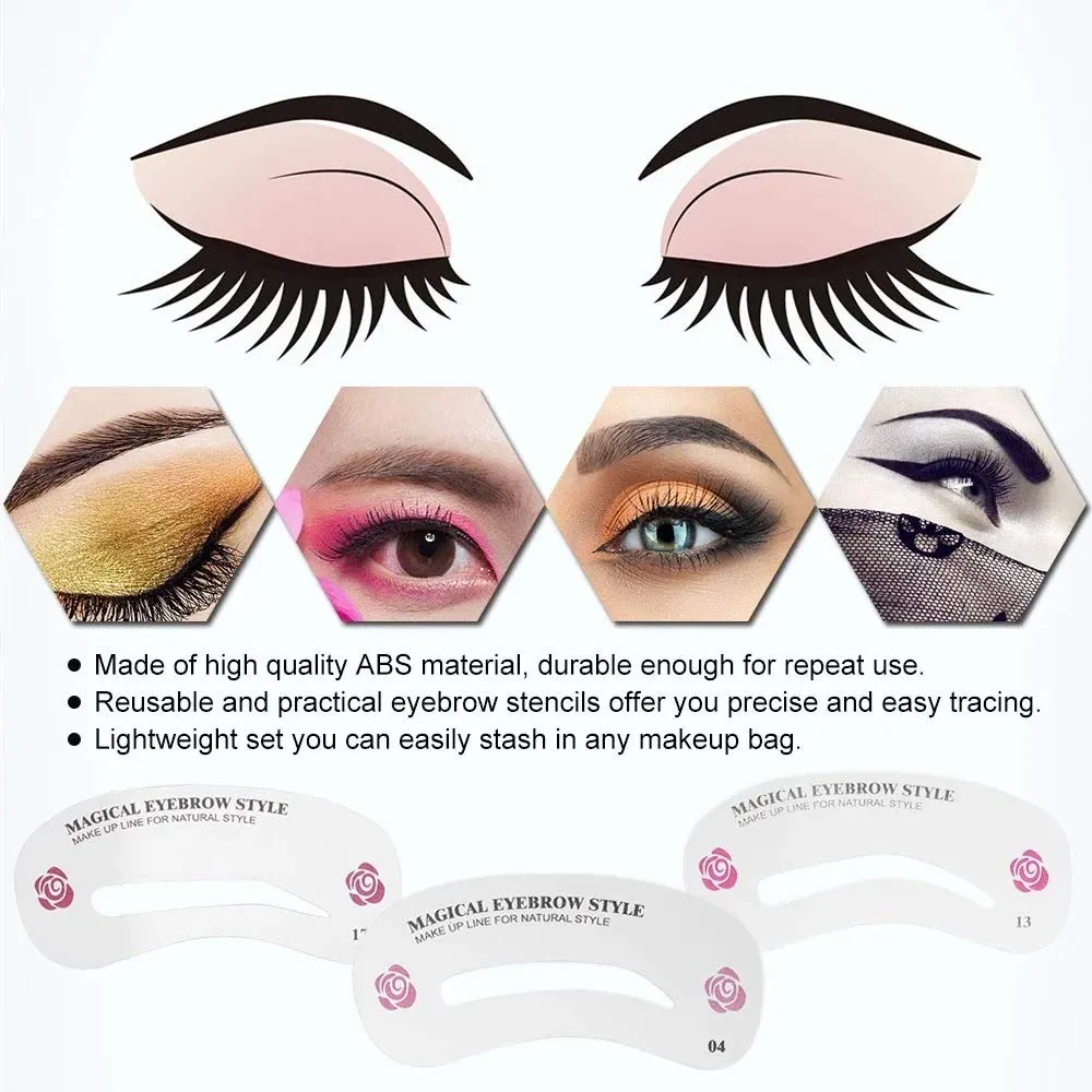 24 PCS Different Styles Eyebrow Shaping Stencils, Kalolary Eyebrow Grooming Stencil Kit Shaping Templates DIY Tools