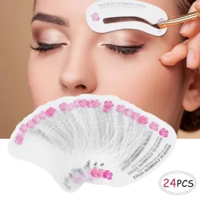24 PCS Different Styles Eyebrow Shaping Stencils, Kalolary Eyebrow Grooming Stencil Kit Shaping Templates DIY Tools