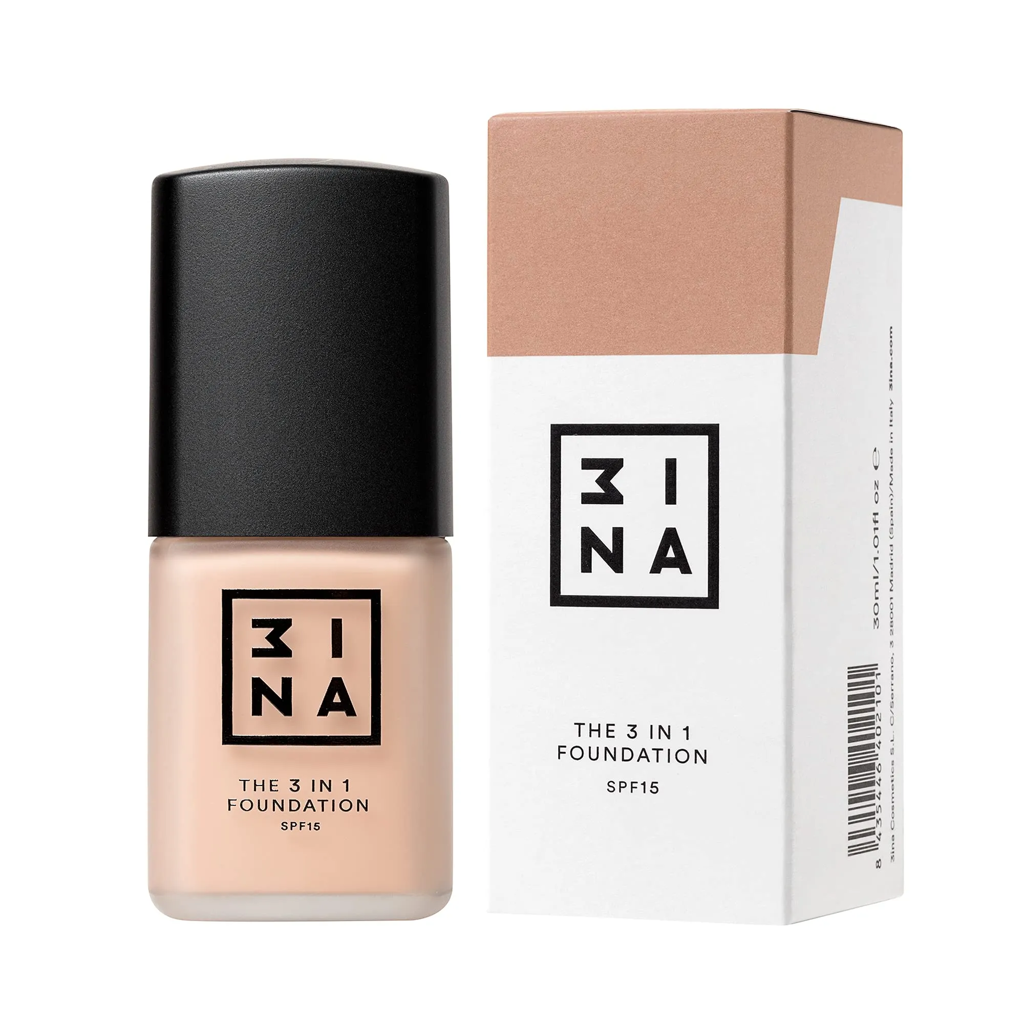 3INA MAKEUP - Multifunctional Foundation Primes and Conceals - Medium Coverage - Natural Matte Finish - Long Lasting & Hydrating Formula - Vegan - The 3 in 1 Foundation 203 Medium Beige