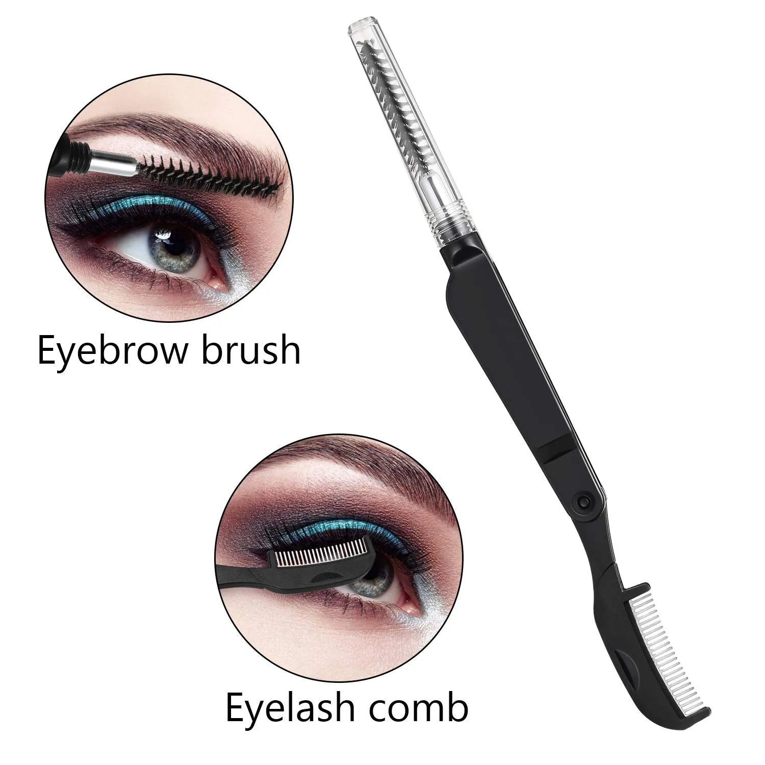 4 Pieces Eyelash Combs Eyebrow Combs Foldable Stainless Steel Teeth Brow Brushes Mascara Brushes Eyebrow Spoolie Grooming Brushes Makeup Tool, Black