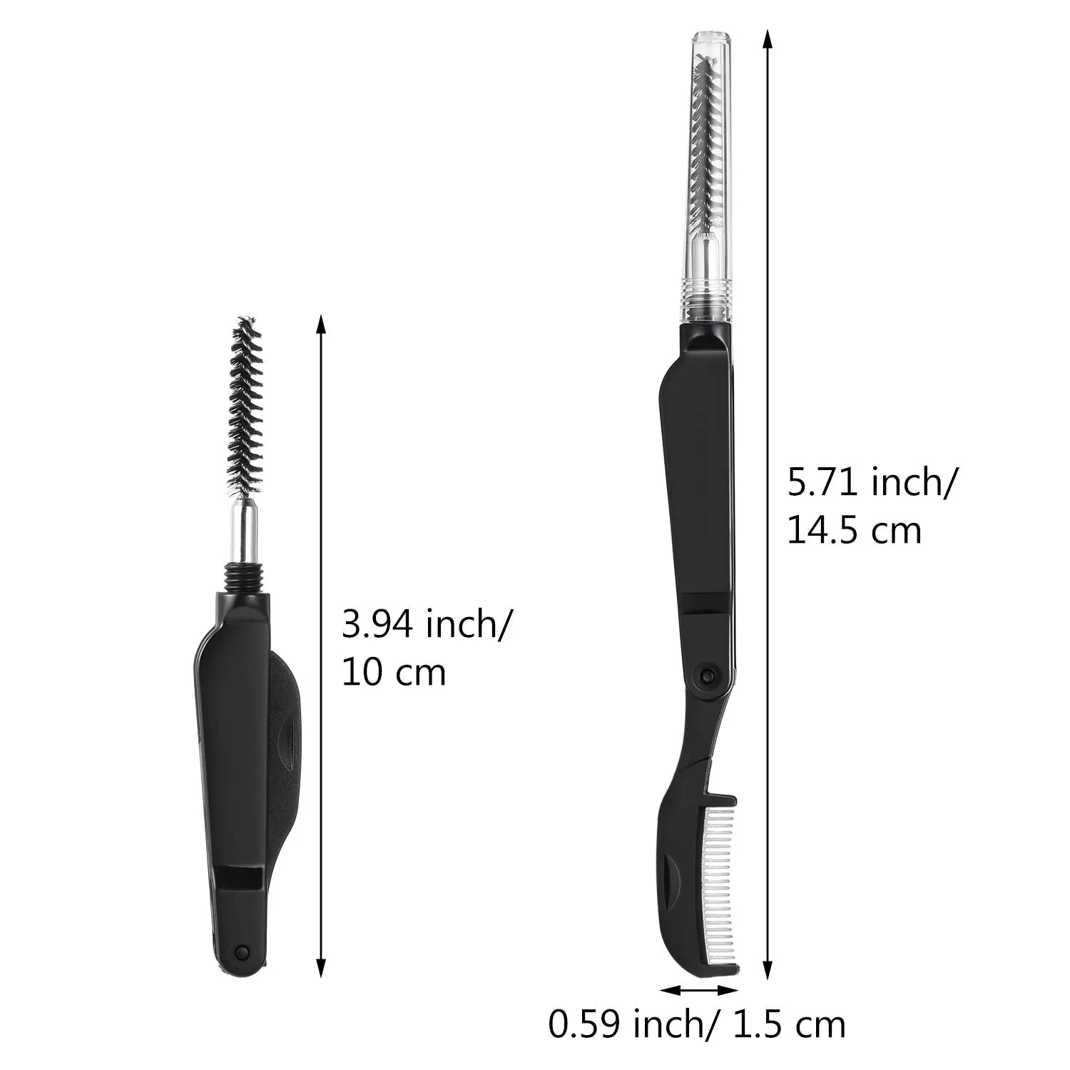 4 Pieces Eyelash Combs Eyebrow Combs Foldable Stainless Steel Teeth Brow Brushes Mascara Brushes Eyebrow Spoolie Grooming Brushes Makeup Tool, Black