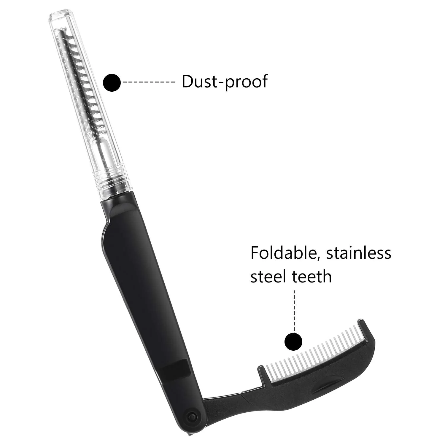 4 Pieces Eyelash Combs Eyebrow Combs Foldable Stainless Steel Teeth Brow Brushes Mascara Brushes Eyebrow Spoolie Grooming Brushes Makeup Tool, Black