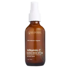 99% Natural & Organic Vitamin C SPF 30 Moisturizing Chemical Free Sunscreen. Non-Nano Zinc & Titanium - Lightweight Non Greasy SPF for Face - Skincare for Professionals & Estheticians.