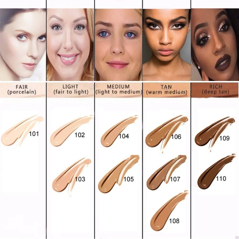 ABRUS® - Phoera Full Coverage Foundation Soft Matte Oil Control Concealer 30ml Flawless Cream Smooth Long Lasting 24HR (101 Porcelain) 101 Porcelain