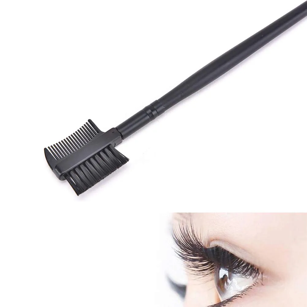 AKOAK 5 Pcs Dual-purpose Double-head Eyelash Comb and Eyebrow Brush Comb, Eyebrow Modification and Eyelash Extension Beauty Makeup Tool, Black