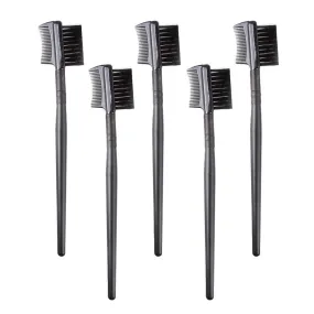 AKOAK 5 Pcs Dual-purpose Double-head Eyelash Comb and Eyebrow Brush Comb, Eyebrow Modification and Eyelash Extension Beauty Makeup Tool, Black