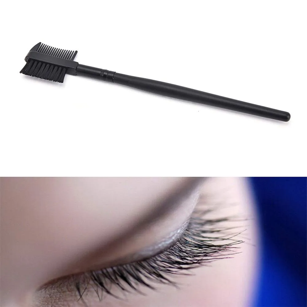 AKOAK 5 Pcs Dual-purpose Double-head Eyelash Comb and Eyebrow Brush Comb, Eyebrow Modification and Eyelash Extension Beauty Makeup Tool, Black
