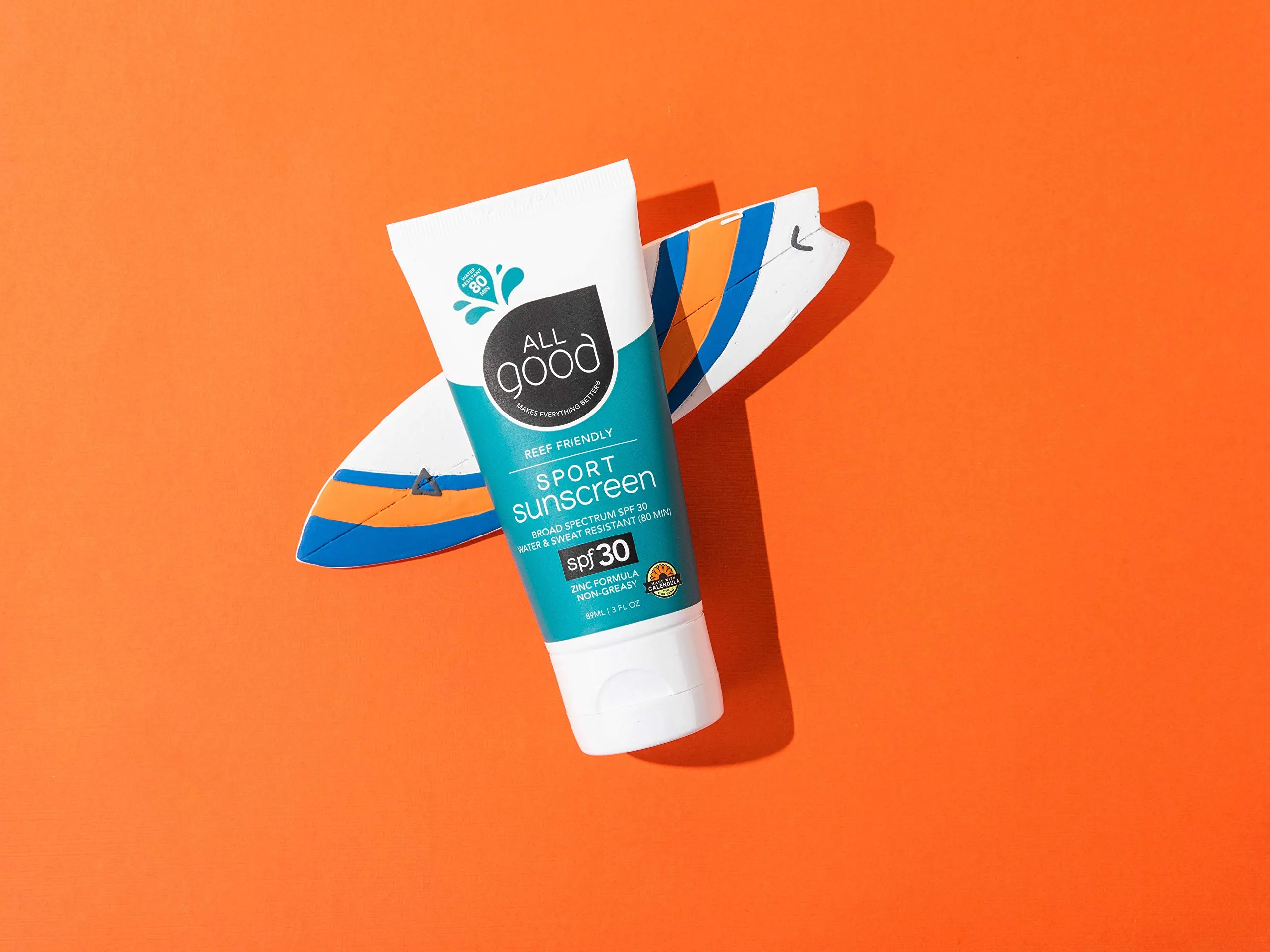All Good Sport Face & Body Sunscreen Lotion - UVA/UVB Broad Spectrum SPF 50 , Water Resistant, Coral Reef Friendly - Zinc, Shea Butter, Coconut Oil, Aloe (3 oz)(2-Pack) 3 Fl Oz (Pack of 2)