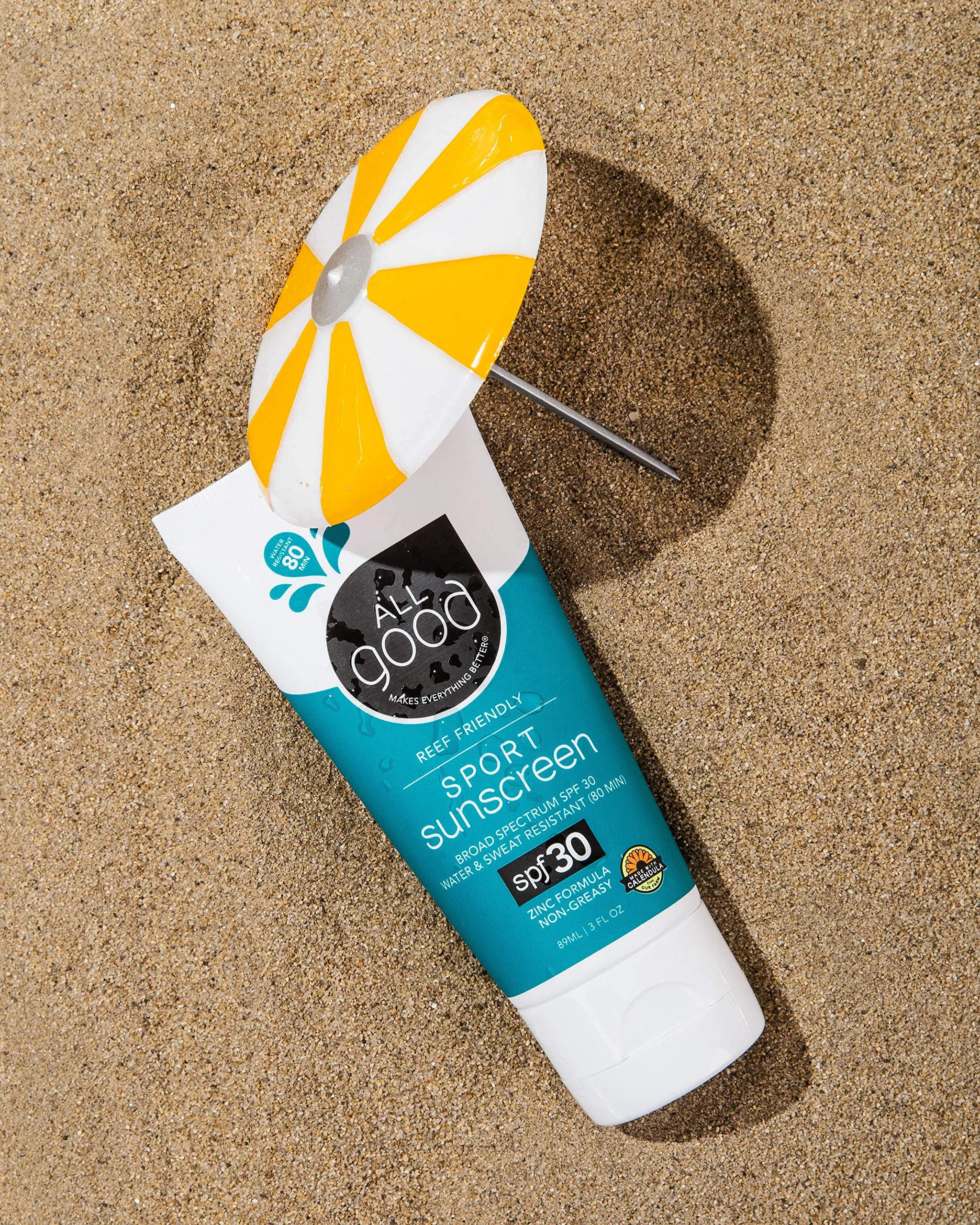 All Good Sport Face & Body Sunscreen Lotion - UVA/UVB Broad Spectrum SPF 50 , Water Resistant, Coral Reef Friendly - Zinc, Shea Butter, Coconut Oil, Aloe (3 oz)(2-Pack) 3 Fl Oz (Pack of 2)