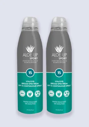 Aloe Up Sport Performance Sunscreen Continuous Spray SPF 15 177ml - 2 Pack Saver