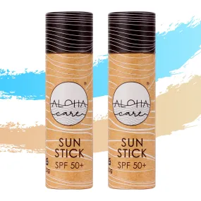 Aloha Care Sun Stick SPF 50  | Face Mineral Sunscreen for Surfing | Eco-friendly Paper Tube 20g (2-pack blue   beige) 2-pack blue   beige