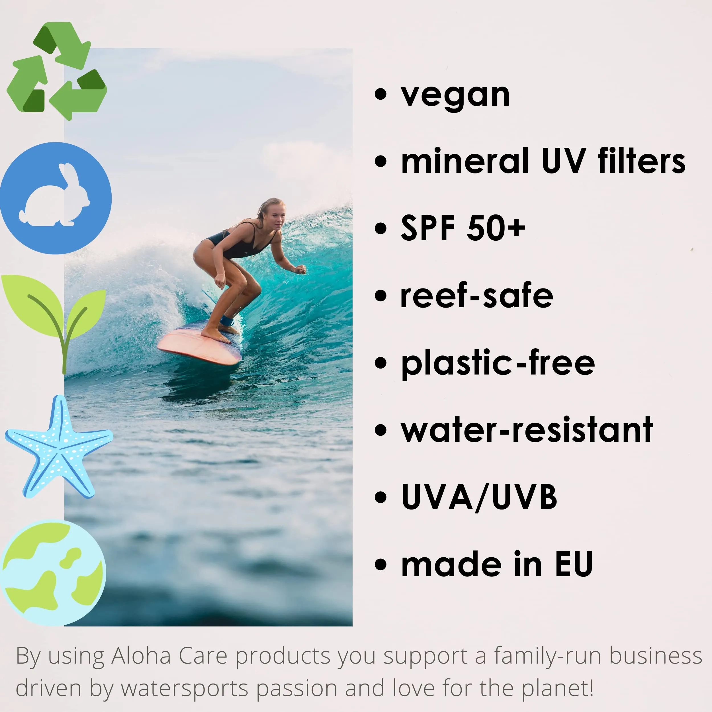 Aloha Care Sun Stick SPF 50  | Face Mineral Sunscreen for Surfing | Eco-friendly Paper Tube 20g (2-pack blue   beige) 2-pack blue   beige