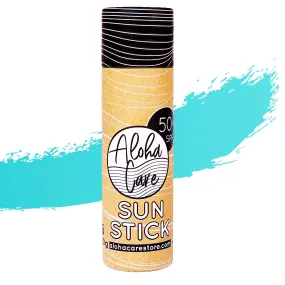 Aloha Sun Stick SPF 50  | Face Mineral Sunscreen for Surfing | Eco-friendly Paper Tube 20g (Teal) Teal
