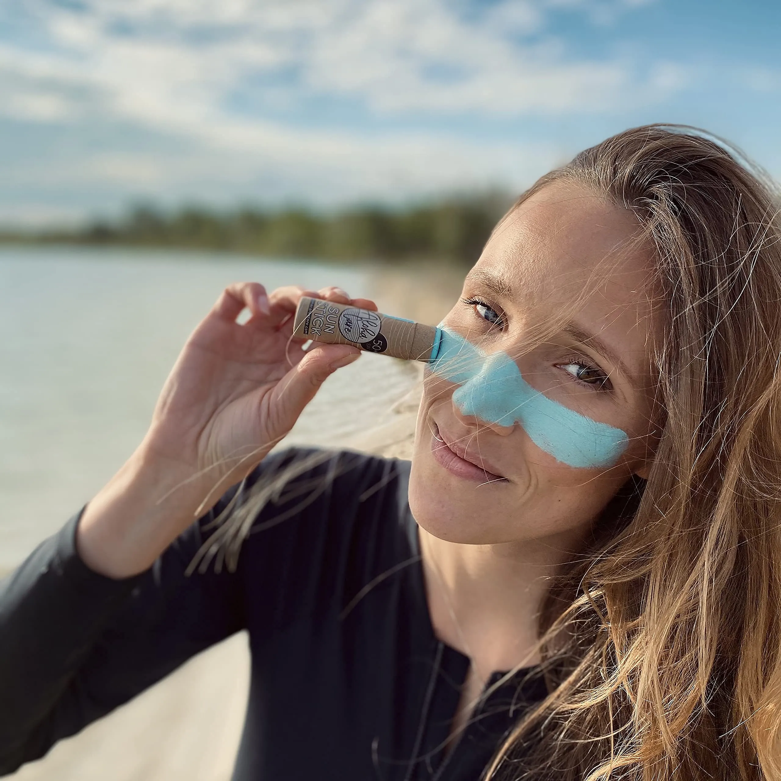 Aloha Sun Stick SPF 50  | Face Mineral Sunscreen for Surfing | Eco-friendly Paper Tube 20g (Teal) Teal