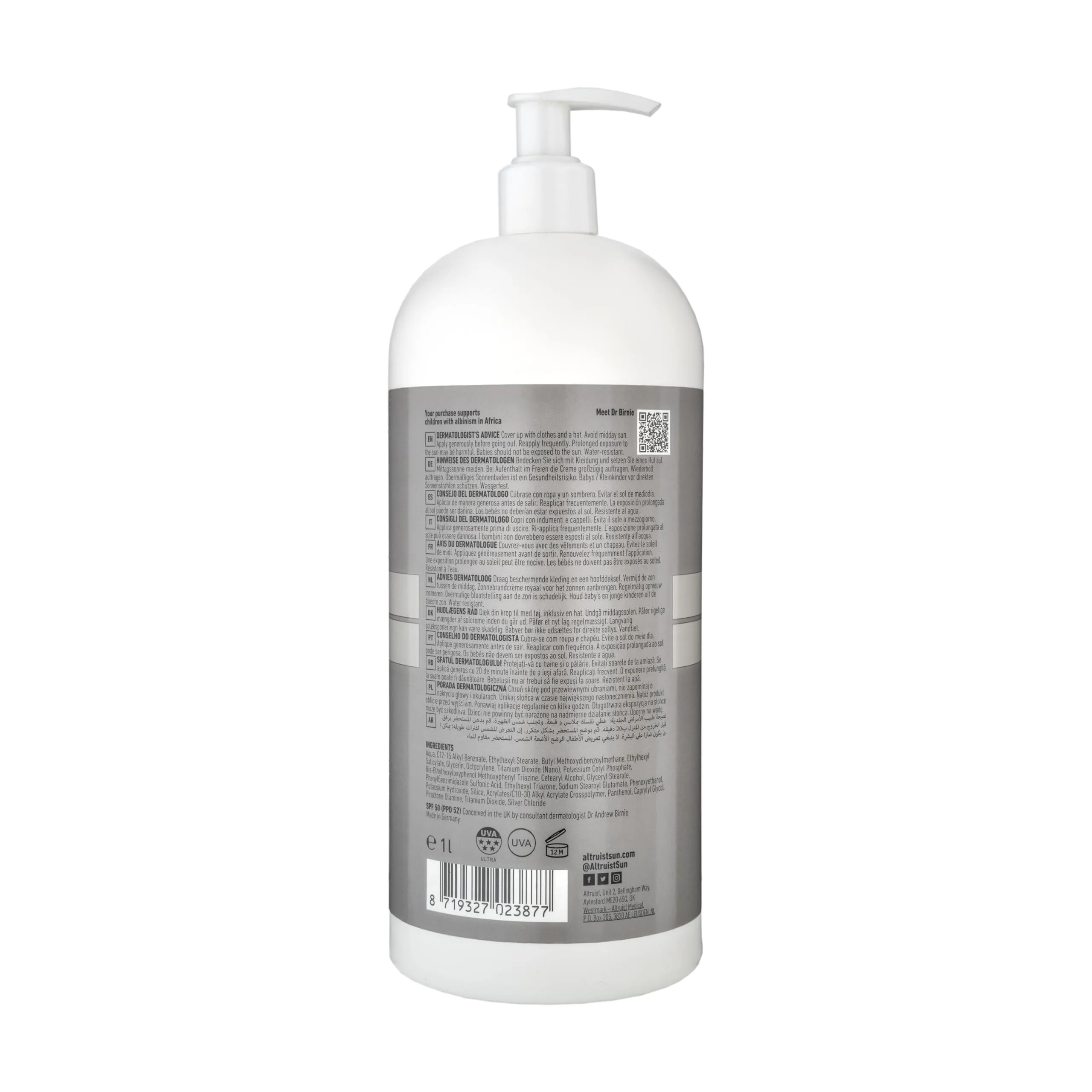 ALTRUIST Sunscreen SPF50 1 liter