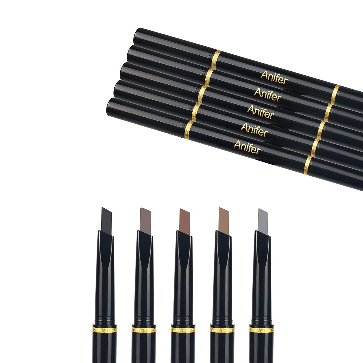 ANIFER Eyebrow Pencil Dark brown Waterproof Smooth Natural Cruelty Free (Dark brown #2) 002(dark brown)