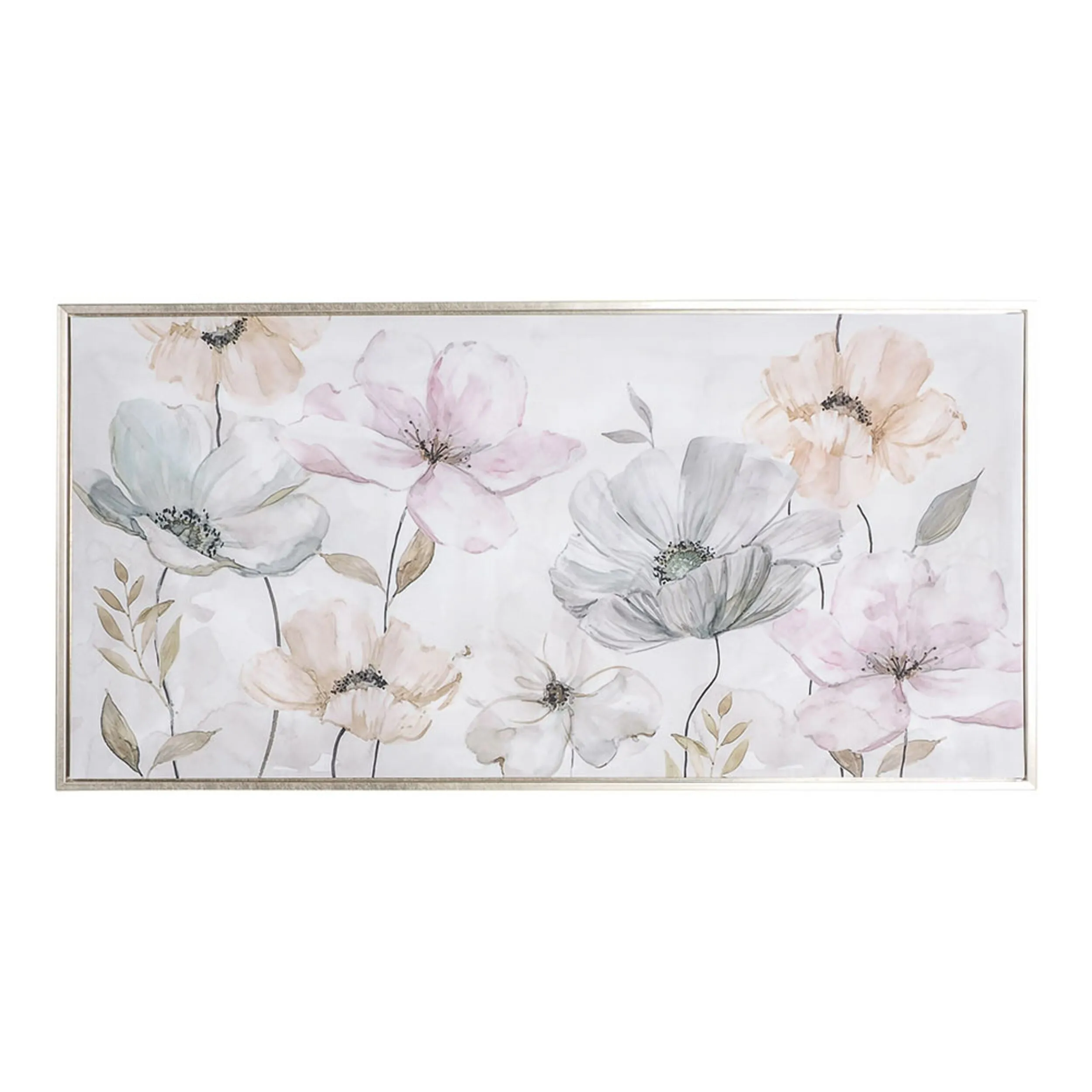 Arthouse Delightful Blooms Silver Framed Print 100x50cm