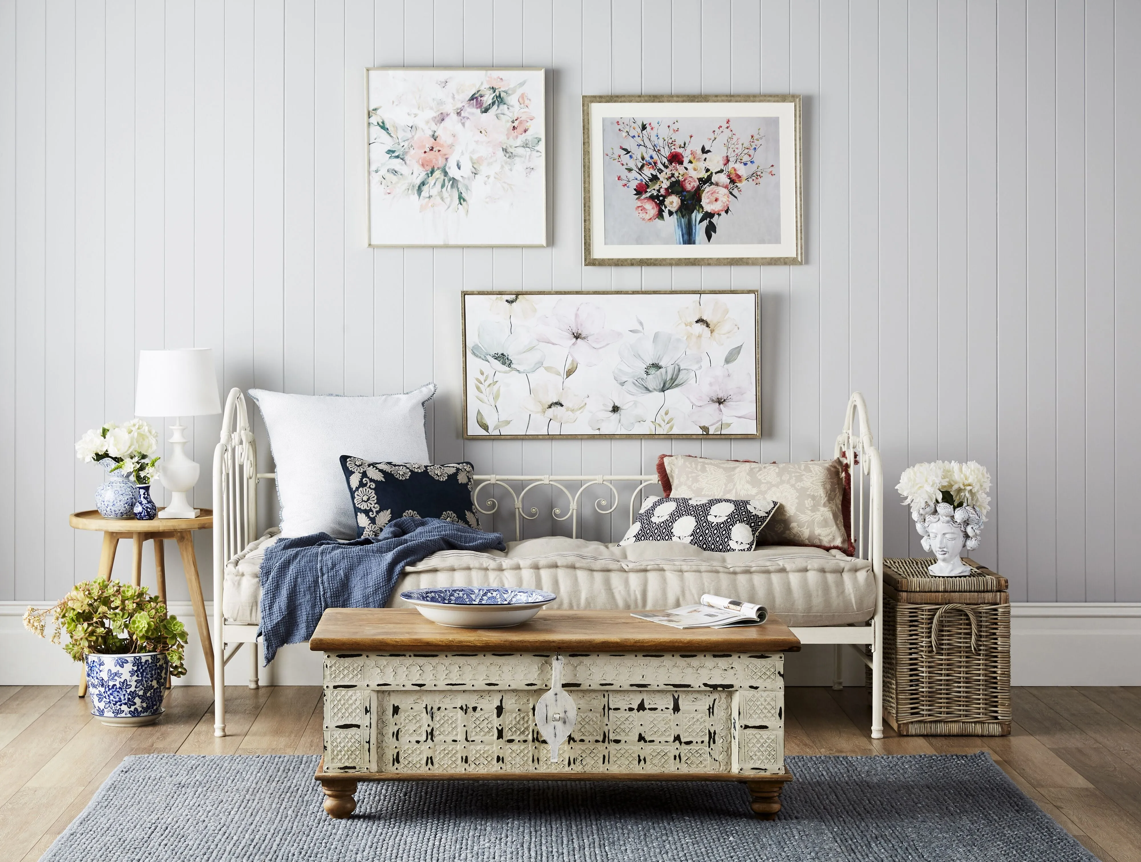 Arthouse Delightful Blooms Silver Framed Print 100x50cm
