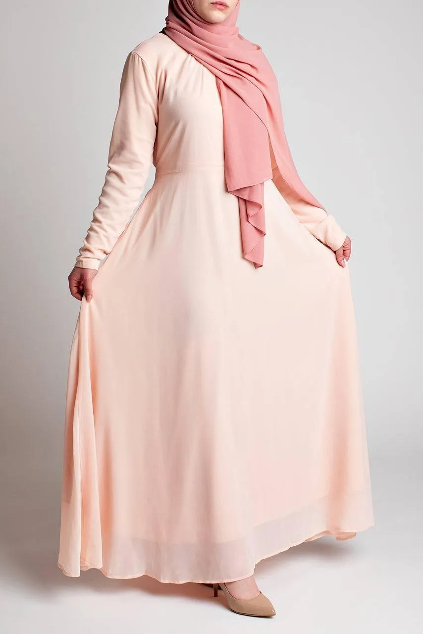 Belted Chiffon Maxi Dress - Blush Pink