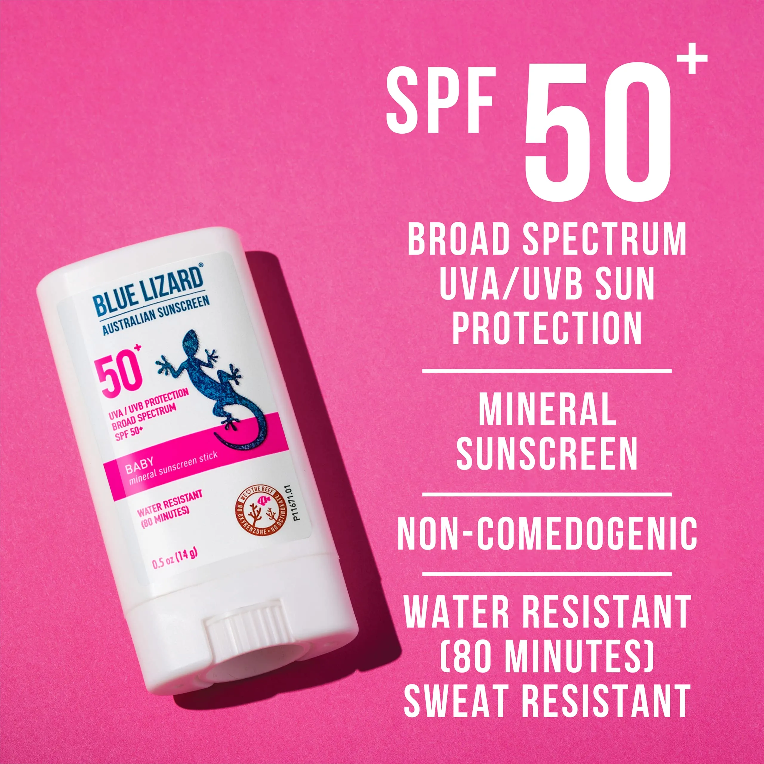 Blue Lizard BABY Mineral Sunscreen Stick with Zinc Oxide, SPF 50 , Water Resistant, UVA/UVB Protection - Easy to apply, Fragrance Free, .5 oz 0.5 Ounce (Pack of 1)