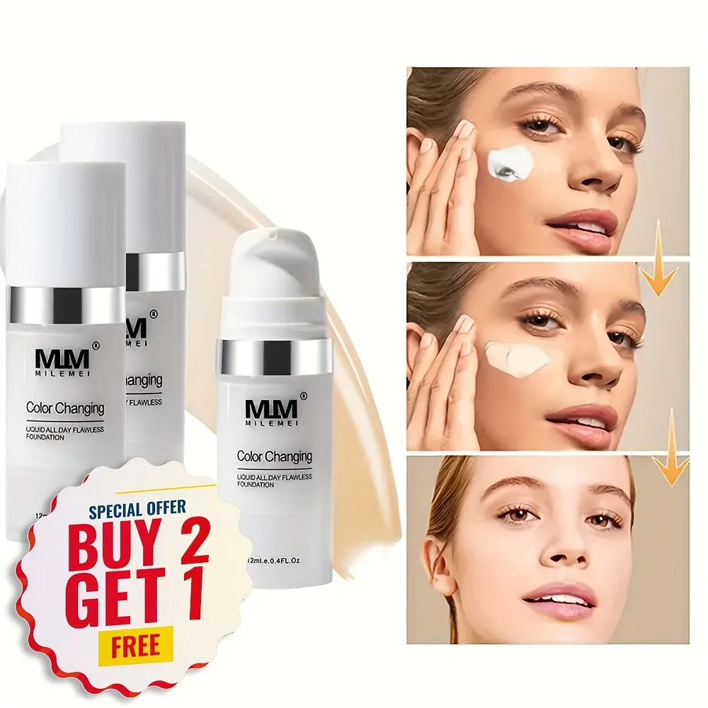 Buy 2 Get 1 Free (3pcs) Liquid Foundation, Moisturizing BB Cream, Full Coverage, Non-sticky, Travel Size, Suitable for All Skin Tones, Perfect Gift