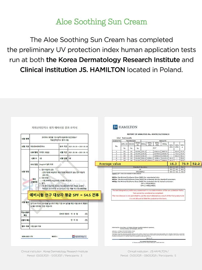 COSRX Aloe Soothing Sun Cream SPF50 PA    50ml