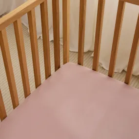 Leo Washed Cotton - Blush Crib Fitted Sheet