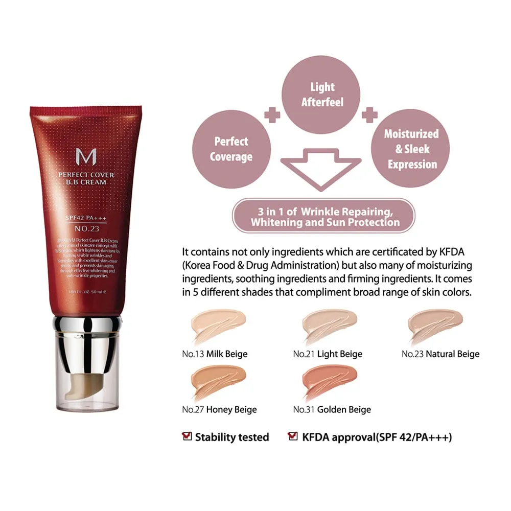Missha Perfect Cover BB Cream SPF42 PA    #C23 Natural Beige (50ml)