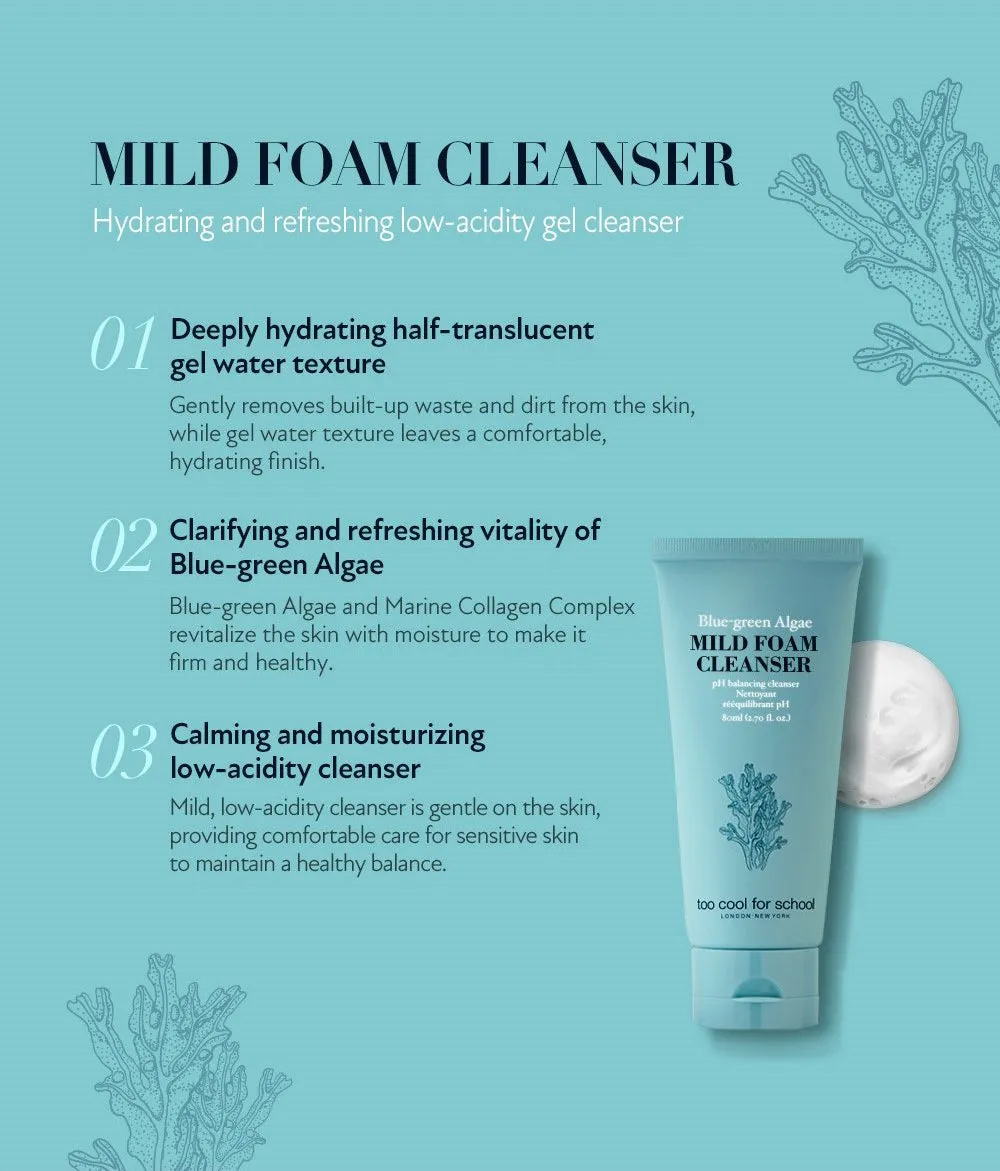 [NEAR ED] TOO COOL FOR SCHOOL Blue Green Algae Mild Foam Cleanser (80ml)