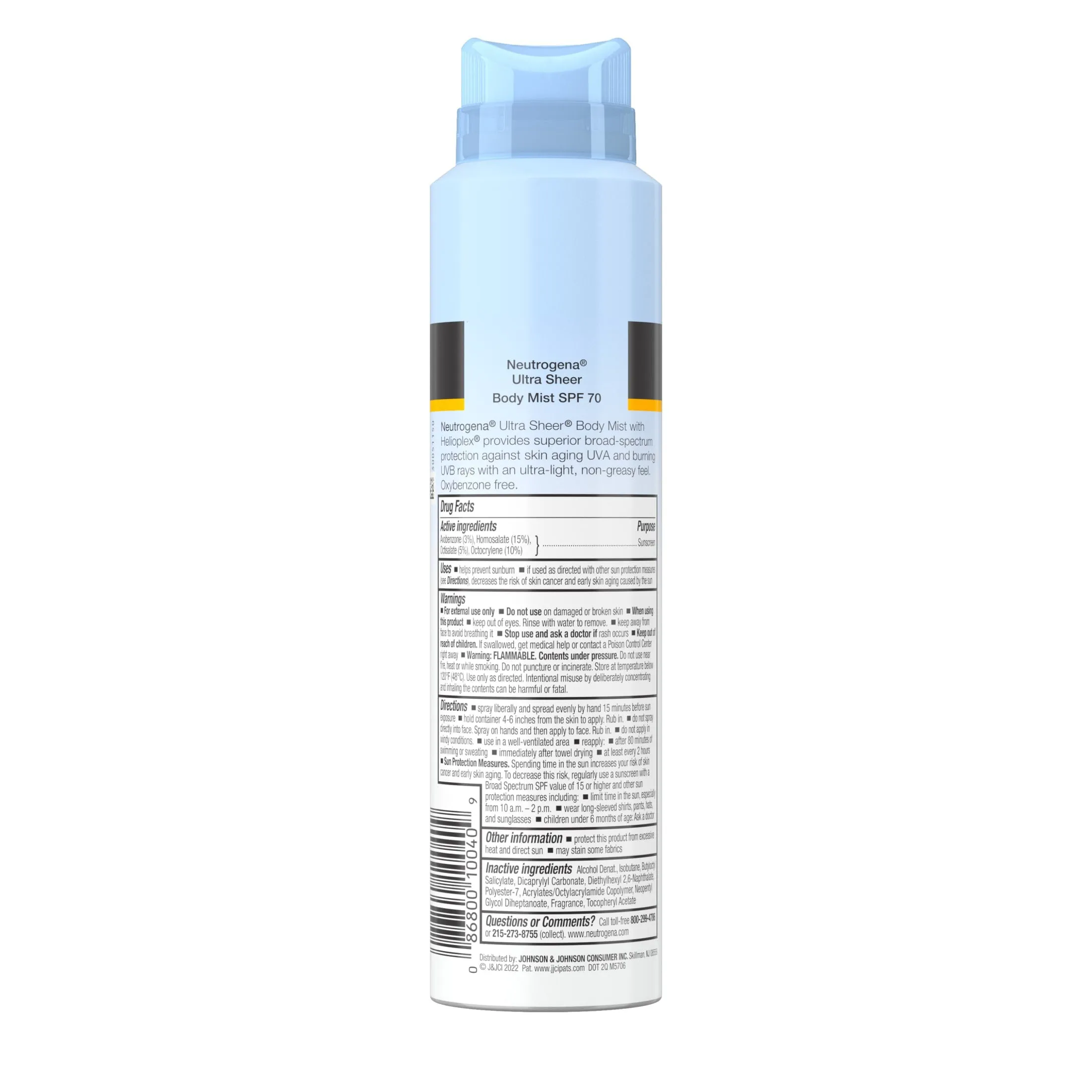 Neutrogena Ultra Sheer Lightweight Sunscreen Spray, SPF 70, 5 oz