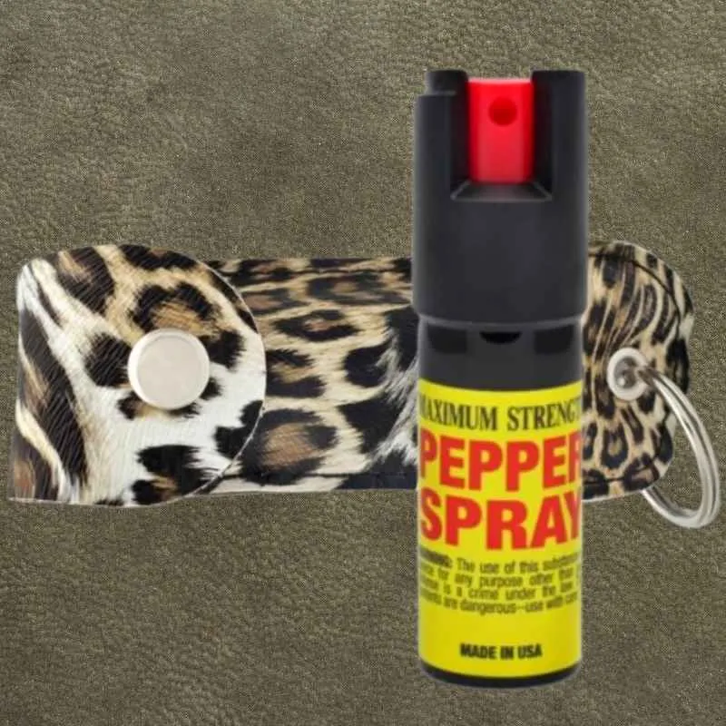 Refillable Cheetah Pepper Spray Keychain