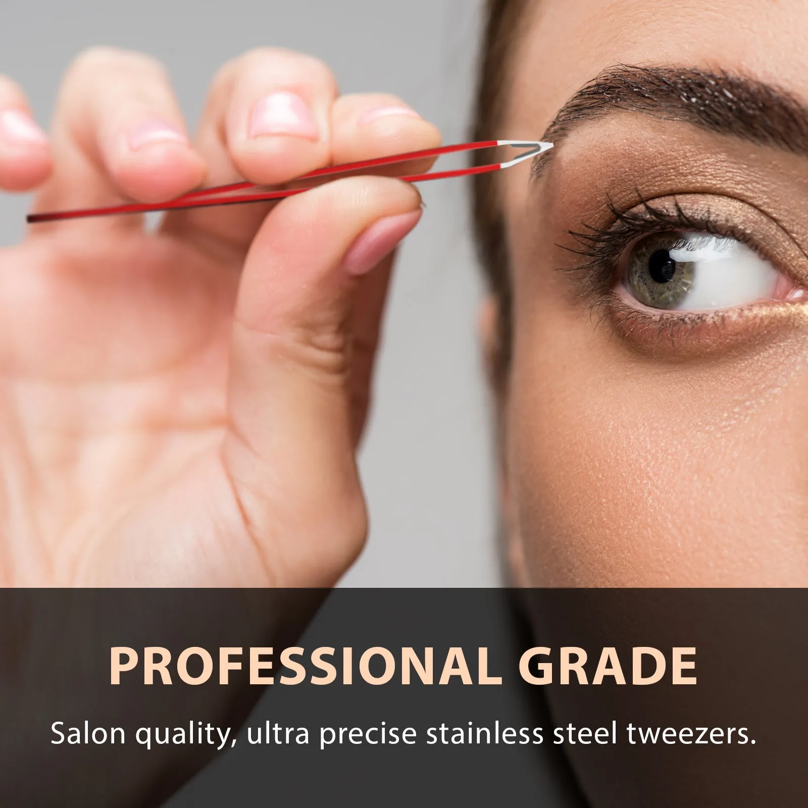 Slant Tip Tweezers | Stainless Steel | Red