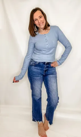 Soft-Brushed Ribbed Henley Top - Variety